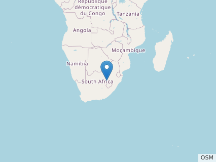 Locations where Aardonyx fossils were found.