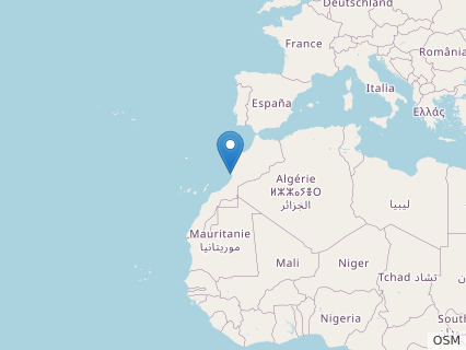 Locations where Agadirichnus fossils were found.