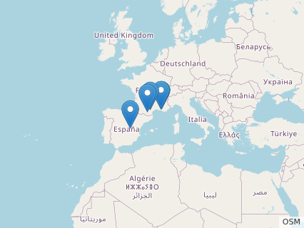 Locations where Ampelosaurus fossils were found.