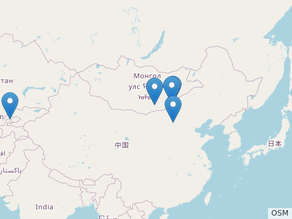 Locations where Bactrosaurus fossils were found.