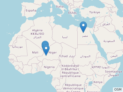 Locations where Bahariasaurus fossils were found.