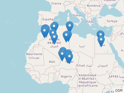 Locations where Carcharodontosaurus fossils were found.