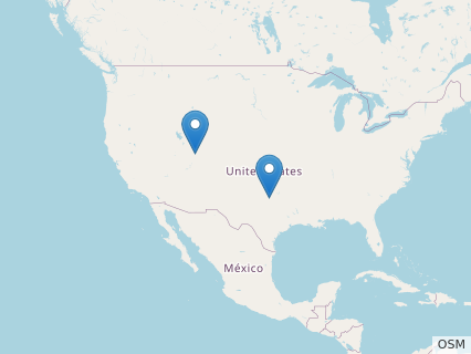 Locations where Cedarosaurus fossils were found.