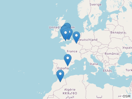 Locations where Cetiosaurus fossils were found.