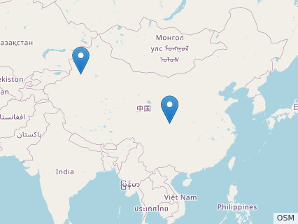 Locations where Chienkosaurus fossils were found.