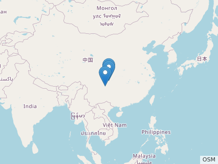 Locations where Chungkingosaurus fossils were found.