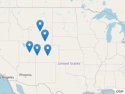 Locations where Coelurus fossils were found.