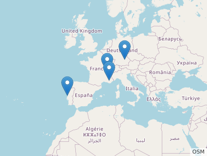 Locations where Compsognathus fossils were found.