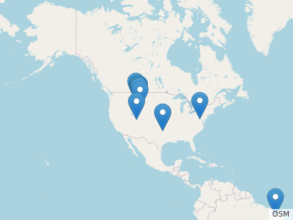 Locations where Deinonychus fossils were found.