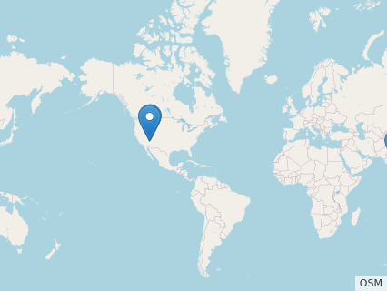 Locations where Dilophosaurus fossils were found.