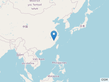Locations where Fujianvenator fossils were found.