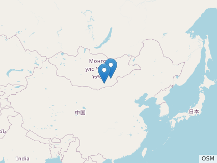 Locations where Khankhuuluu fossils were found.