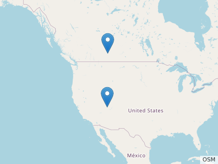 Locations where Kosmoceratops fossils were found.