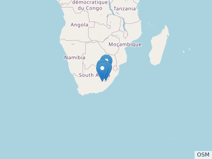 Locations where Lycorhinus fossils were found.