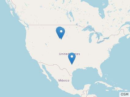 Locations where Martinectes fossils were found.