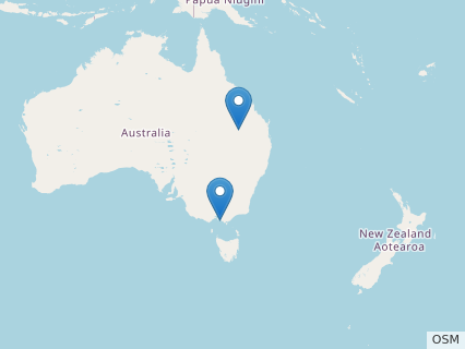 Locations where Minmi fossils were found.