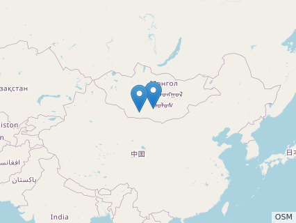 Locations where Mononychus fossils were found.