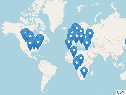 Locations where Mosasaurus fossils were found.