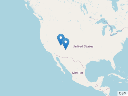 Locations where Nothronychus fossils were found.