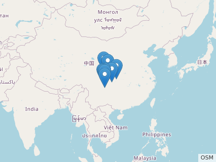 Locations where Omeisaurus fossils were found.