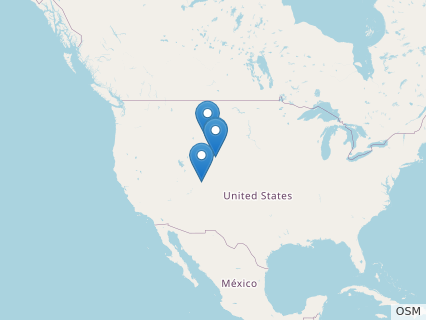 Locations where Ornitholestes fossils were found.