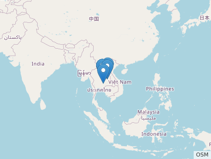 Locations where Phuwiangosaurus fossils were found.