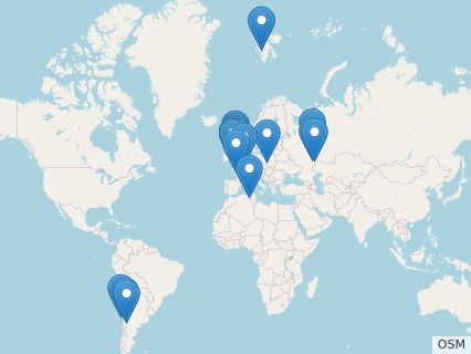 Locations where Pliosaurus fossils were found.