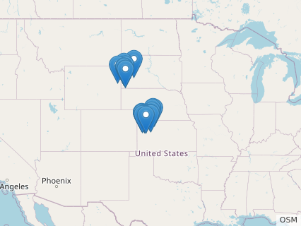 Locations where Pteranodon fossils were found.