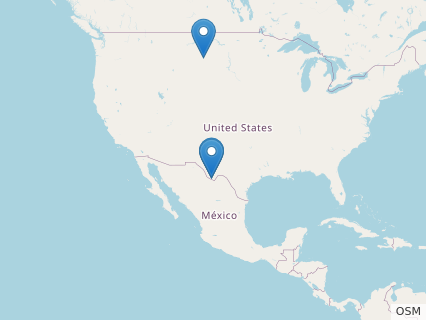 Locations where Quetzalcoatlus fossils were found.