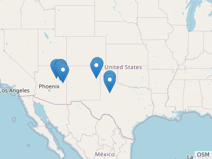 Locations where Revueltosaurus fossils were found.