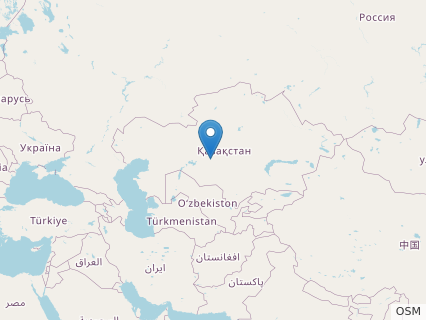 Locations where Samrukia fossils were found.
