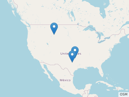 Locations where Sauroposeidon fossils were found.