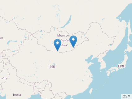 Locations where Shamosaurus fossils were found.