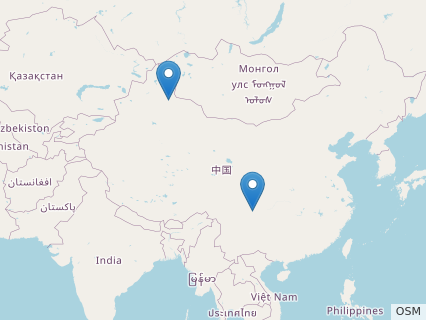 Locations where Sinraptor fossils were found.