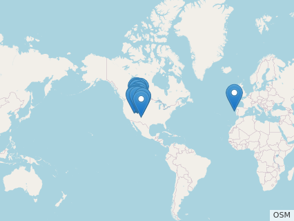 Locations where Stegosaurus fossils were found.