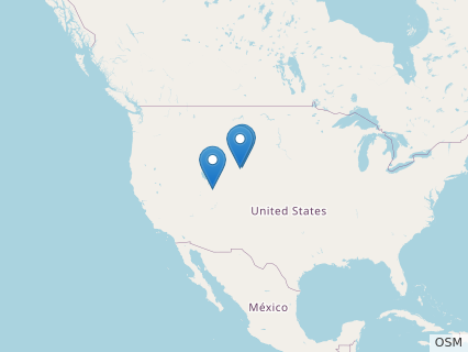 Locations where Tanycolagreus fossils were found.