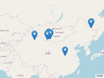 Locations where Tarbosaurus fossils were found.