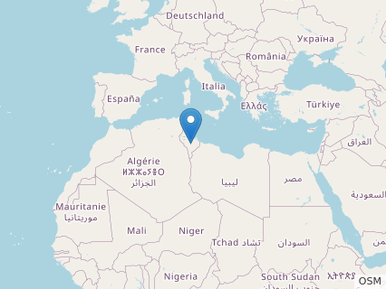 Locations where Tataouinea fossils were found.