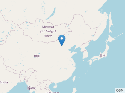 Locations where Tianzhenosaurus fossils were found.