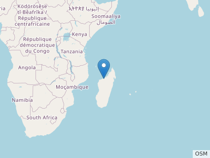 Locations where Vahiny fossils were found.